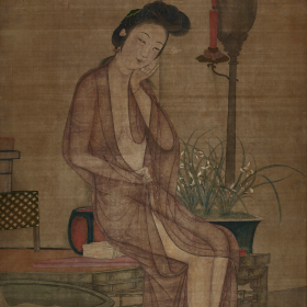 《美人沐浴圖》清十八